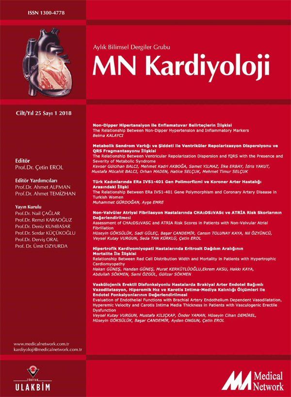 <div>MN Kardiyoloji Cilt: 25 Say: 1 2018 (MN Cardiology Volume: 25 No: 1 2018)</div>