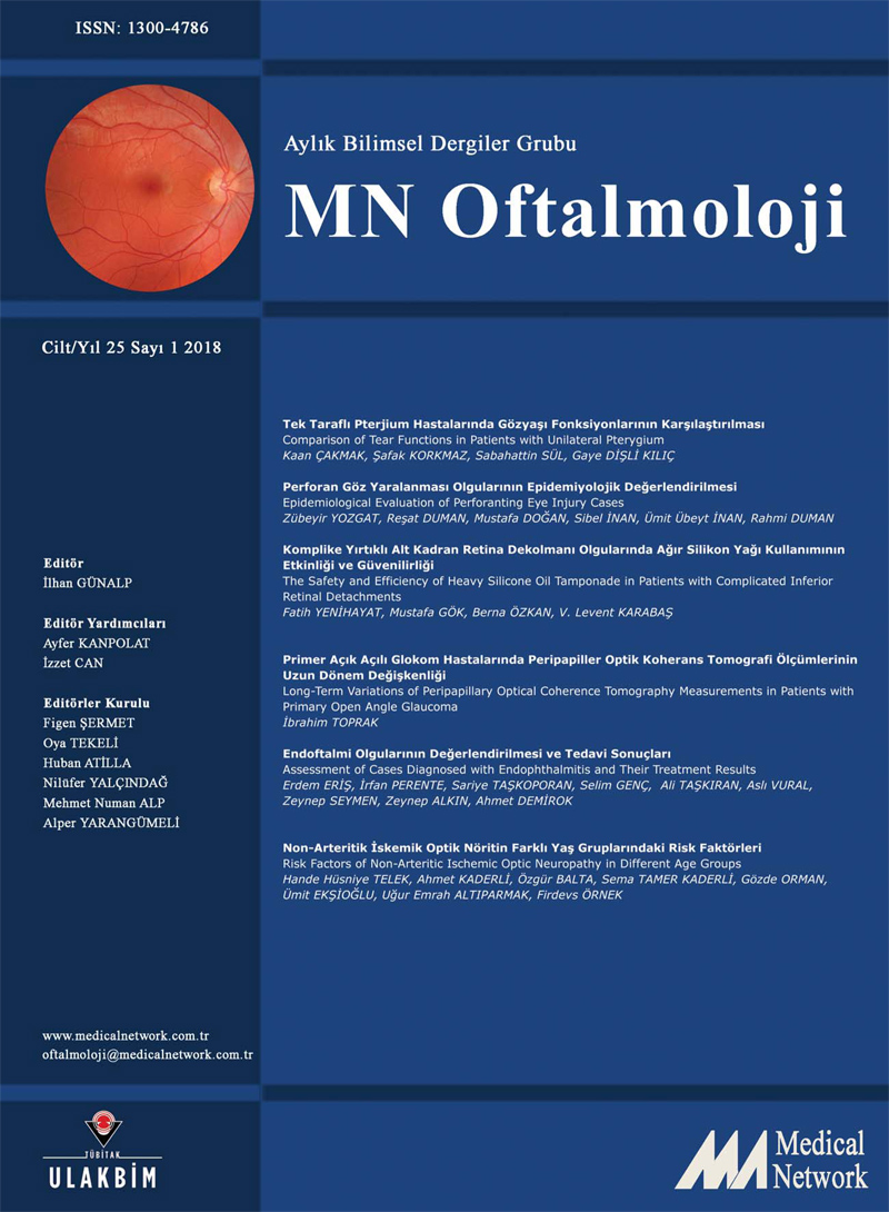 <div>MN Oftalmoloji Cilt: 25 Say: 1 2018 (MN Ophthalmology Volume: 25 No 1 2018)</div>