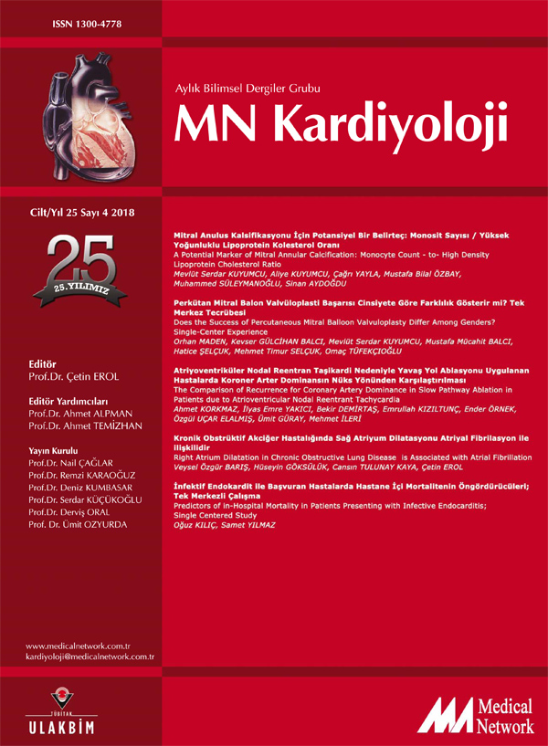 <div>MN Kardiyoloji Cilt: 25 Sayı: 4 2018 (MN Cardiology Volume: 25 No: 4 2018)</div>