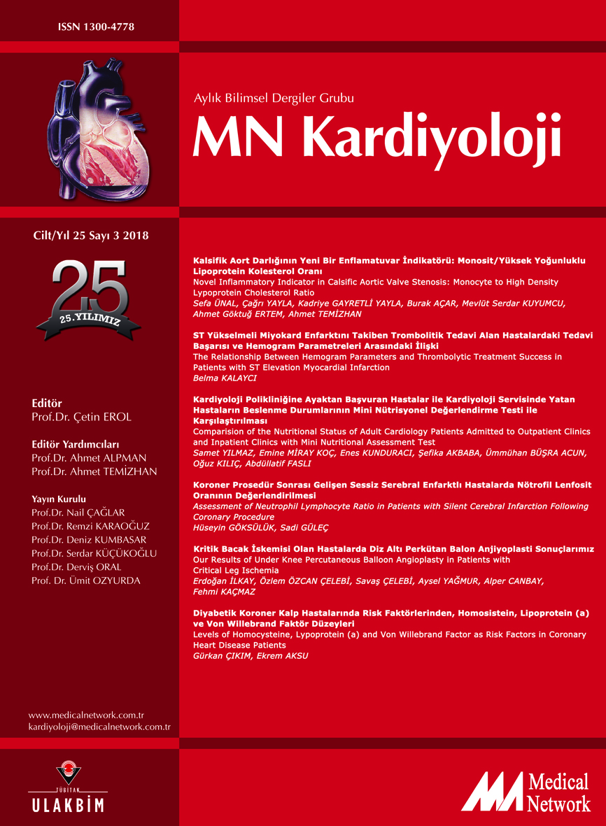 <div>MN Kardiyoloji Cilt: 25 Sayı: 3 2018 (MN Cardiology Volume: 25 No: 3 2018)</div>